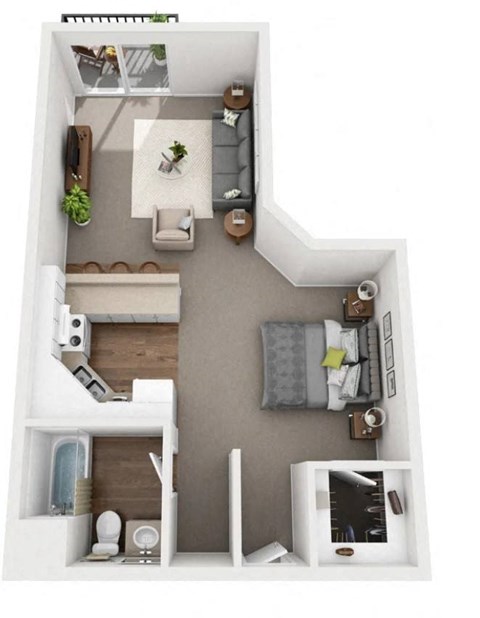 a floor plan with a bedroom and a living room